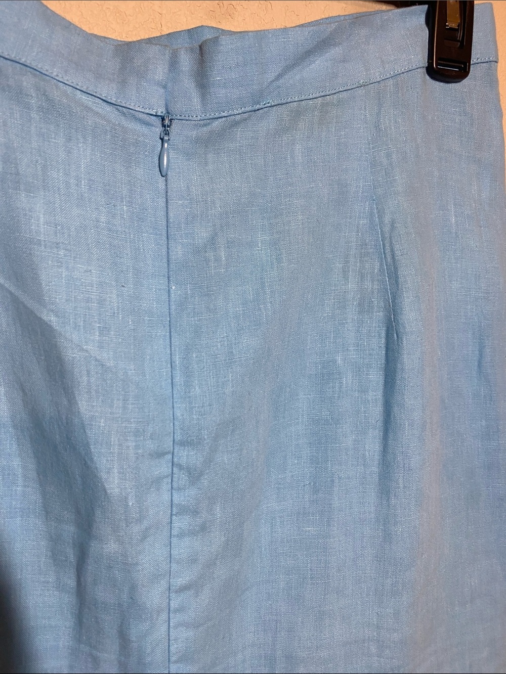 Fanm Mon Marion Light Lagoon Blue Linen Skirt Butterfly Embroidery - Picture 6 of 7